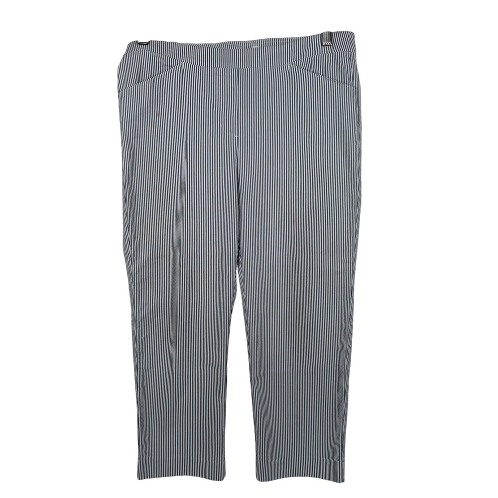 Zac & Rachel Striped Crop Pants Womens 8 Blue White‎ Seersucker Pull On Stretch